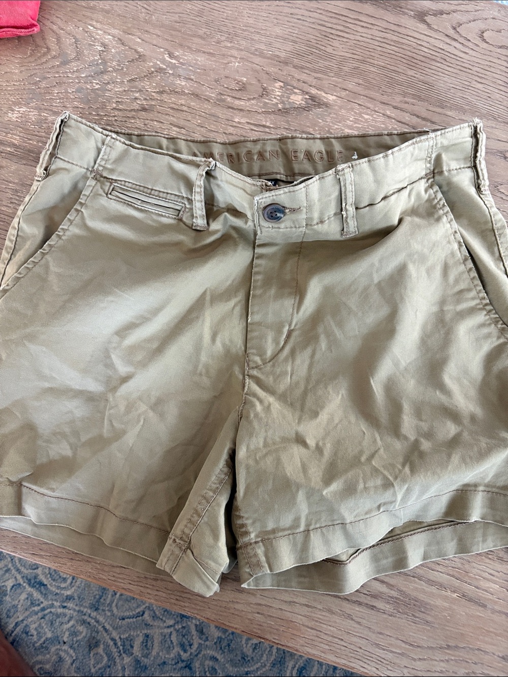 American Eagle Outfitters Tan Flat Front Chino Shorts